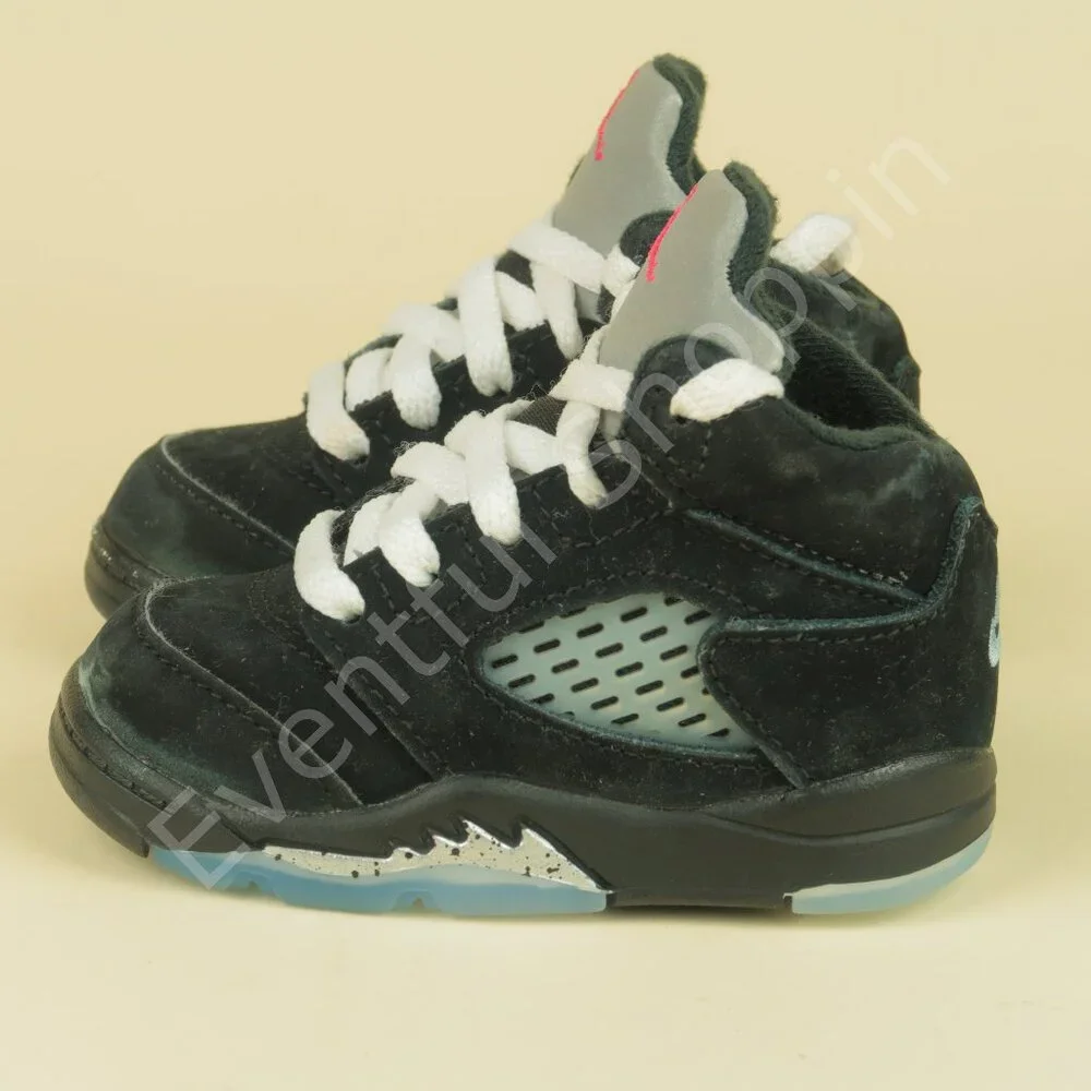 Nike Air Jordan 5 Retro OG TD Size 4C Black Metallic Reimagined Shoes HF3977-001